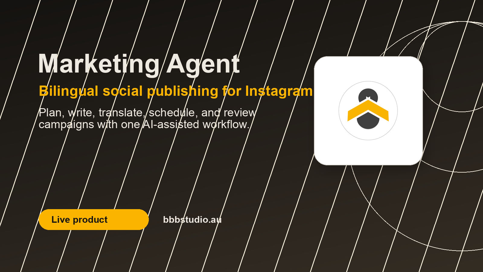 Marketing Agent dashboard showing Instagram post scheduling interface